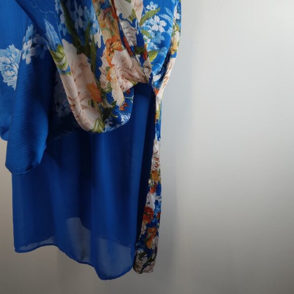 ZARA Cold shoulder Floral Blue Maxi Dress Lined Size L - Picture 13 of 14